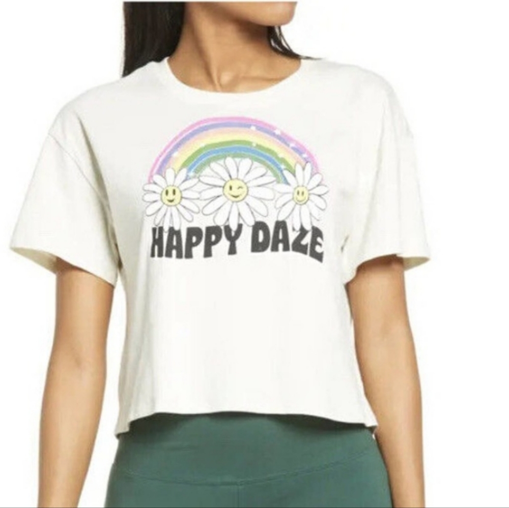 BP.  Rainbow Happy Daze Cropped Tee,size S